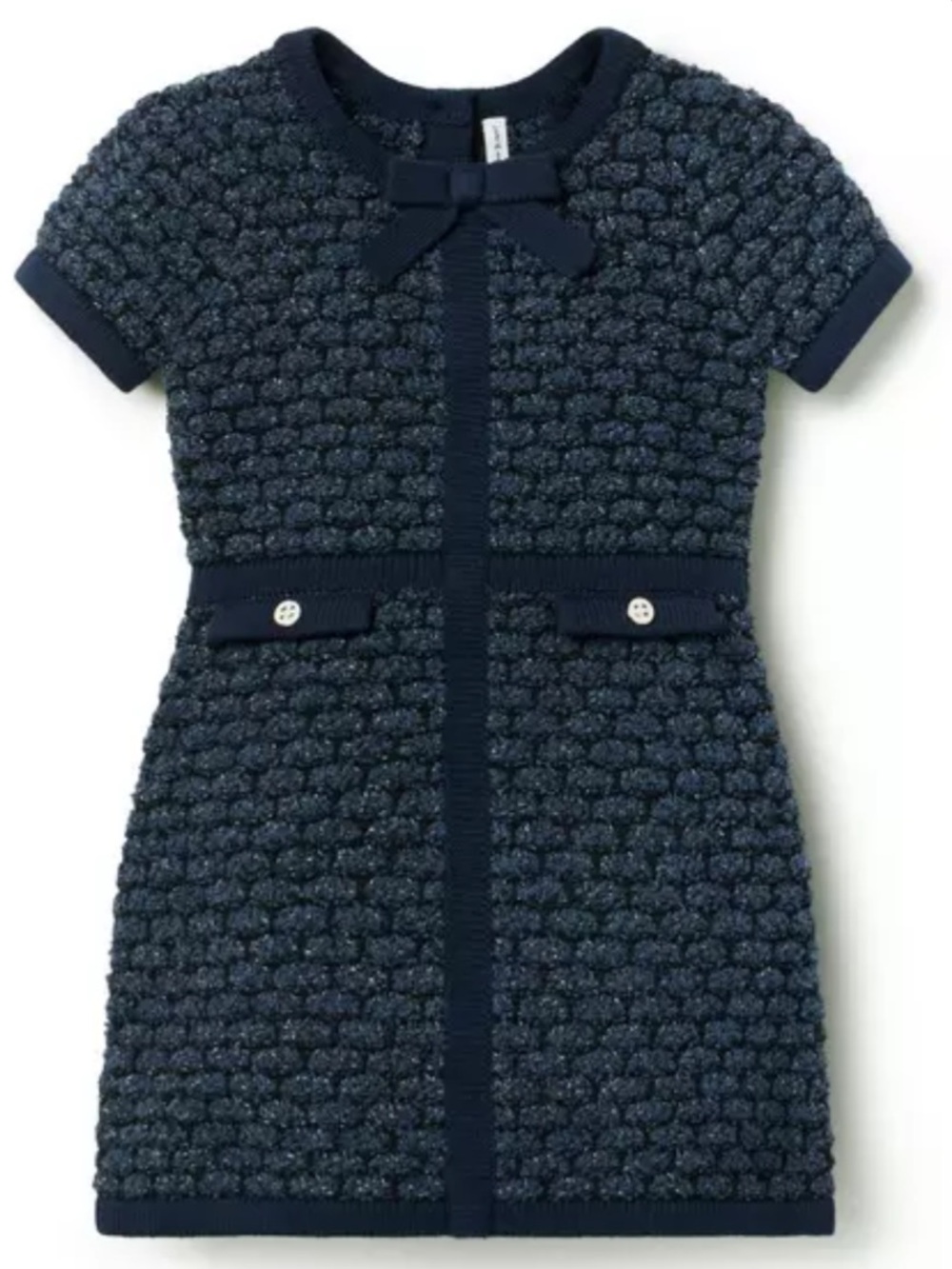 Baby Janie and Jack Navy Blue Tweed Metallic Toddler Girl Dress Eyelet 3T Button